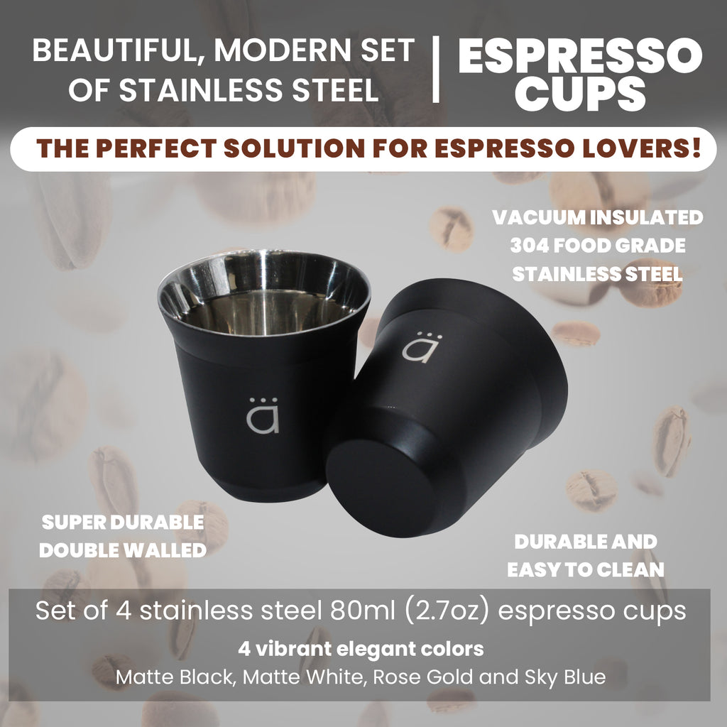 Matte Black Espresso Coffee Cups (Set of 4)- 2.7oz