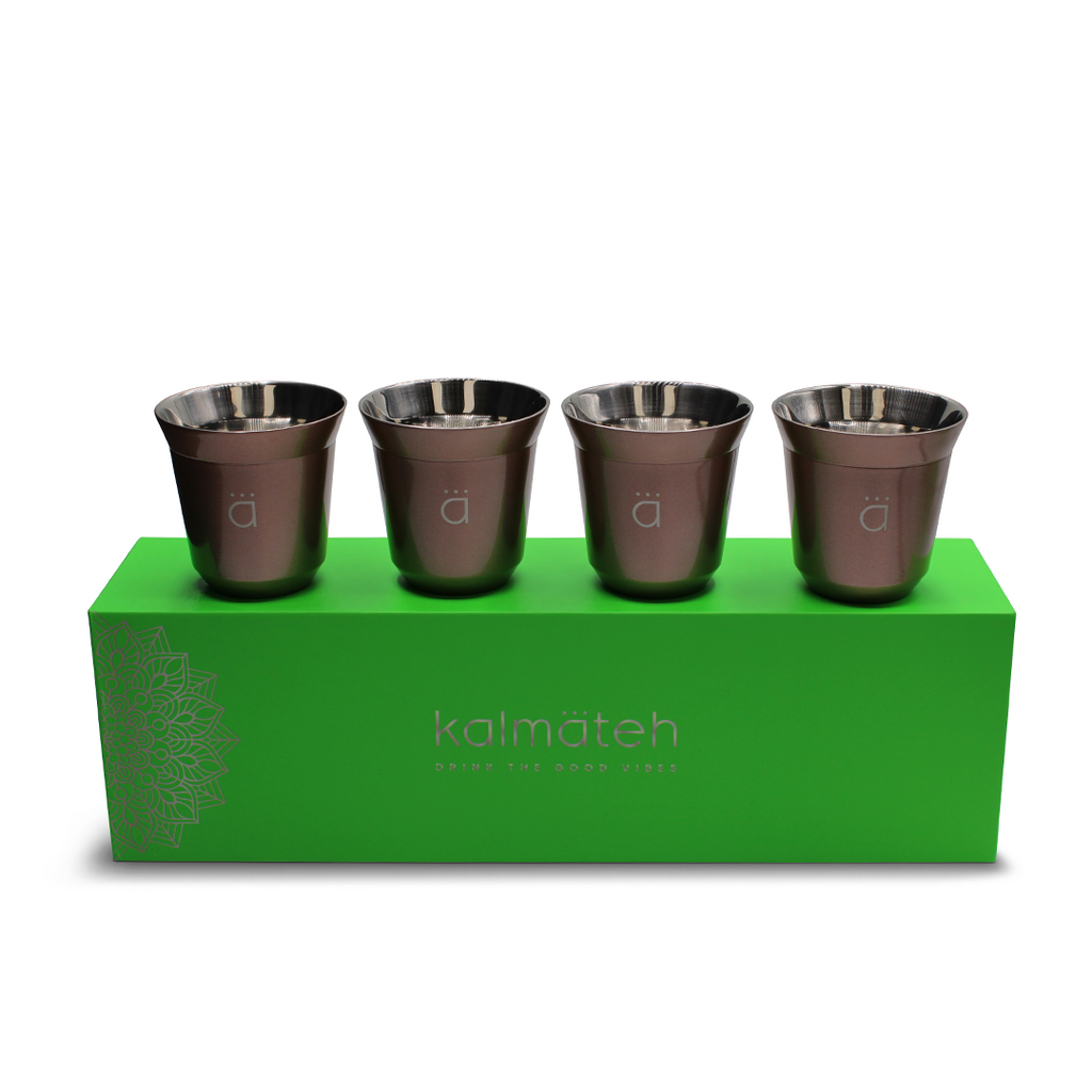 Kalmateh Espresso Coffee Stainless Steel Cups- Set of 4- 80ml