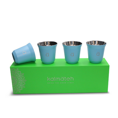 Sky Blue Espresso Coffee Cups (Set of 4)- 2.7oz