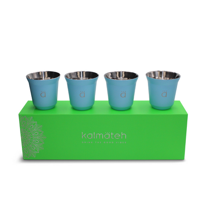 Sky Blue Espresso Coffee Cups (Set of 4)- 2.7oz